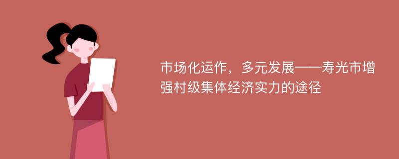 市场化运作，多元发展——寿光市增强村级集体经济实力的途径