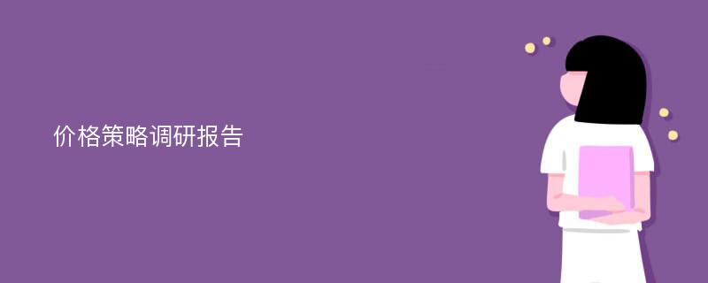 价格策略调研报告