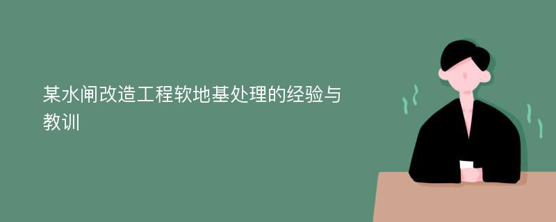 某水闸改造工程软地基处理的经验与教训