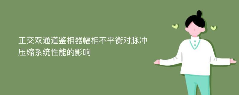 正交双通道鉴相器幅相不平衡对脉冲压缩系统性能的影响