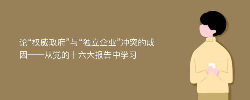 论“权威政府”与“独立企业”冲突的成因——从党的十六大报告中学习