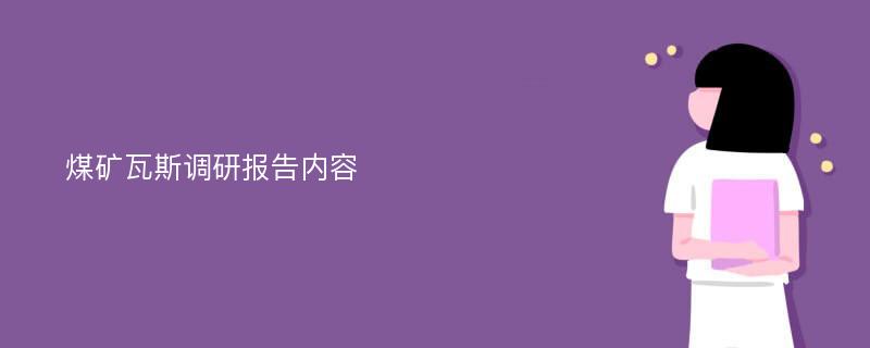 煤矿瓦斯调研报告内容