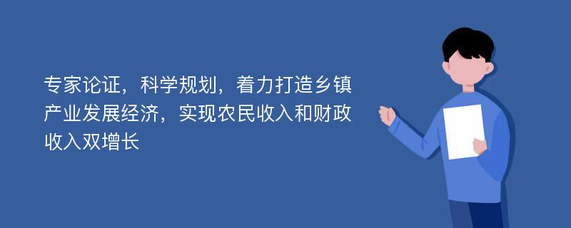 专家论证，科学规划，着力打造乡镇产业发展经济，实现农民收入和财政收入双增长