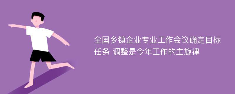 全国乡镇企业专业工作会议确定目标任务 调整是今年工作的主旋律