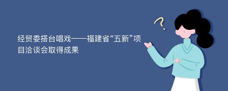 经贸委搭台唱戏——福建省“五新”项目洽谈会取得成果