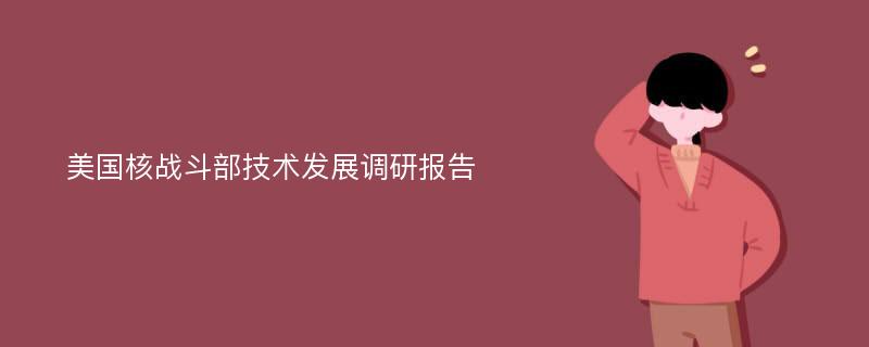 美国核战斗部技术发展调研报告